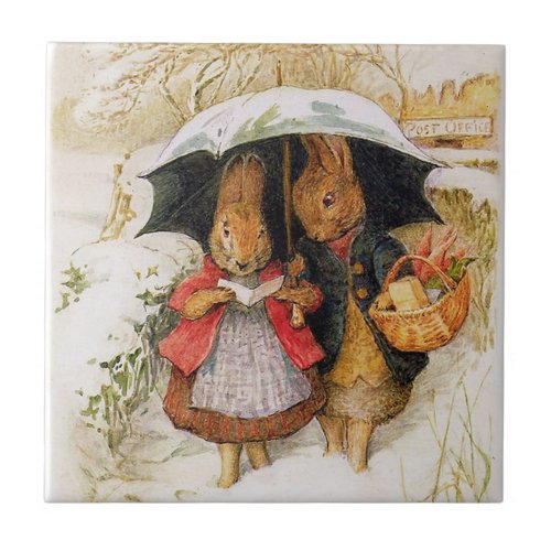 Christmas Greetings by Beatrix Potter Ceramic Tile