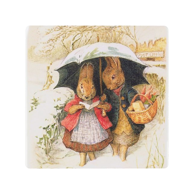 “Christmas Greetings” by Beatrix Potter Metal Print (Front)