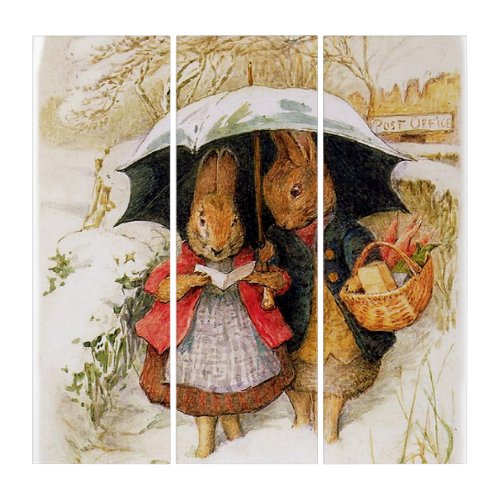 Christmas Greetings by Beatrix Potter Triptych