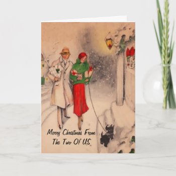 Christmas Greetings Card  From The Two Of Us by SharCanMakeit at Zazzle