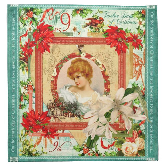Christmas Greetings Cloth Napkin (Front)