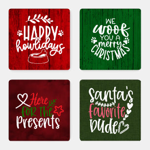 Christmas greetings coaster set