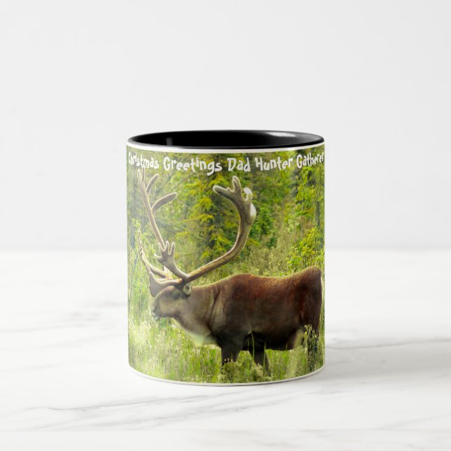 Christmas Greetings Dad Hunter Gatherer Two-Tone Coffee Mug (Center)