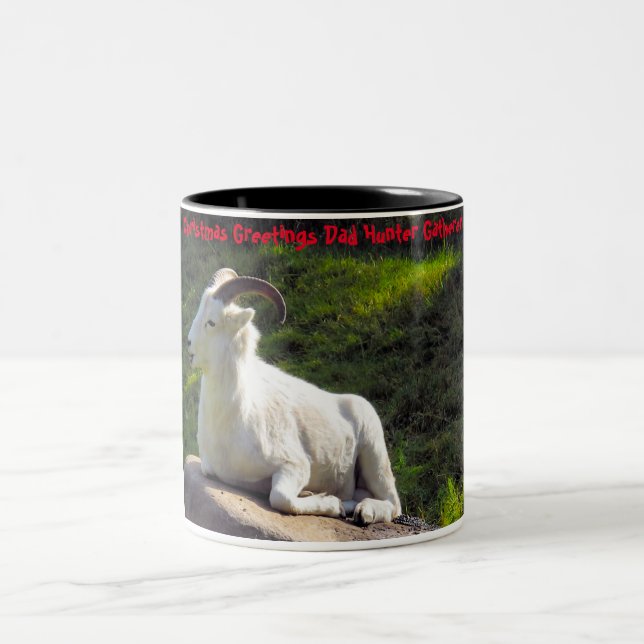 Christmas Greetings Dad Hunter Gatherer Two-Tone Coffee Mug (Center)