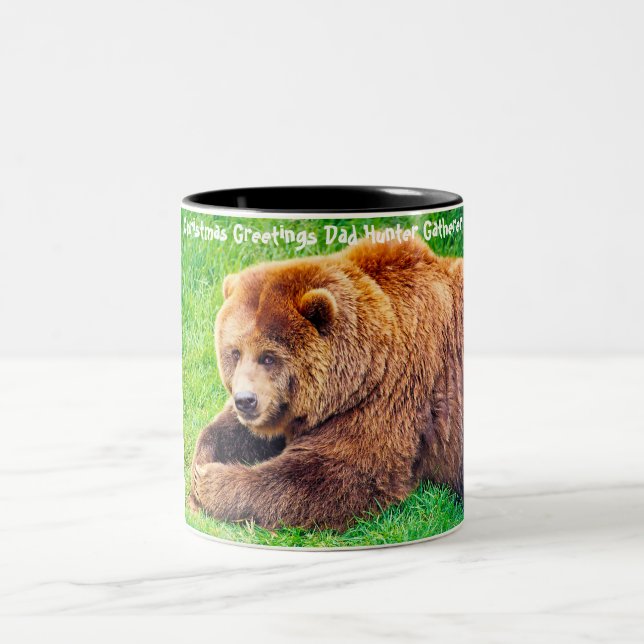 Christmas Greetings Dad Hunter Gatherer Two-Tone Coffee Mug (Center)