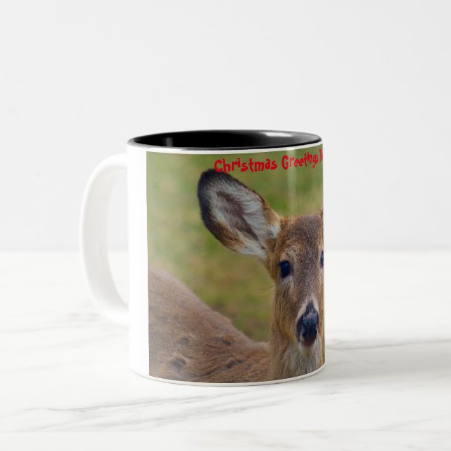 Christmas Greetings  Deerest Two-Tone Coffee Mug (Front Left)