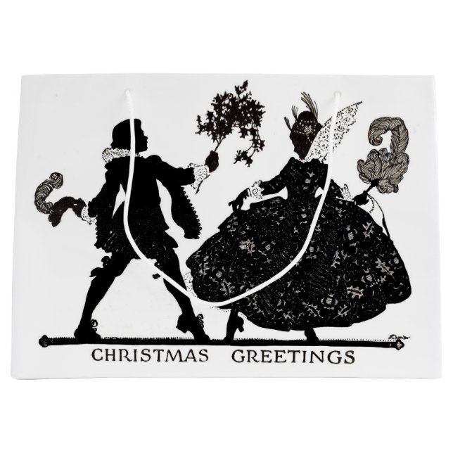 Christmas greetings Elizabethan silhouette print Large Gift Bag (Front)