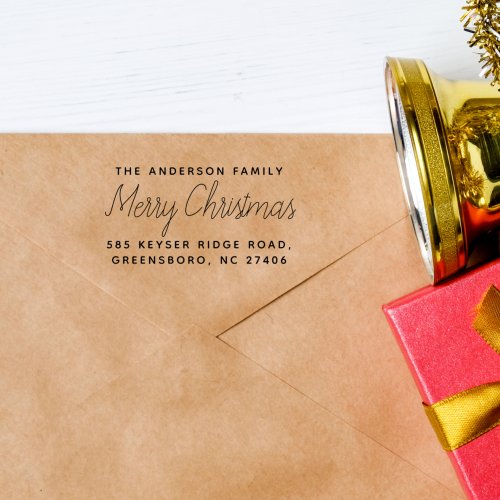 Christmas Greetings Family Name Return Address Rubber Stamp