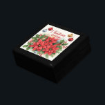 Christmas Greetings, Festive, Gift Box<br><div class="desc">Christmas Greetings,  colorful poinsettias with festive holiday ornaments.</div>