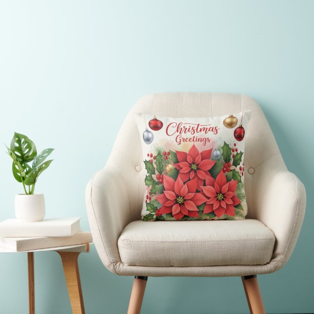 Christmas Greetings, Festive, Throw Pillow (Chair)