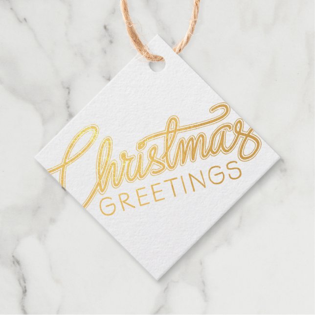 Christmas Greetings Foil Favor Tags (Front)