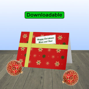 Christmas greetings for Mom and Dad red parcel Holiday Card