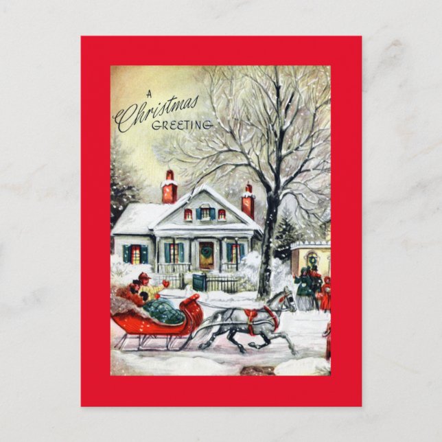 Christmas Greetings from a Sleigh Holiday Postcard (Front)