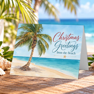 Christmas Greetings from Beach Tropical Palm Tree Holiday Card