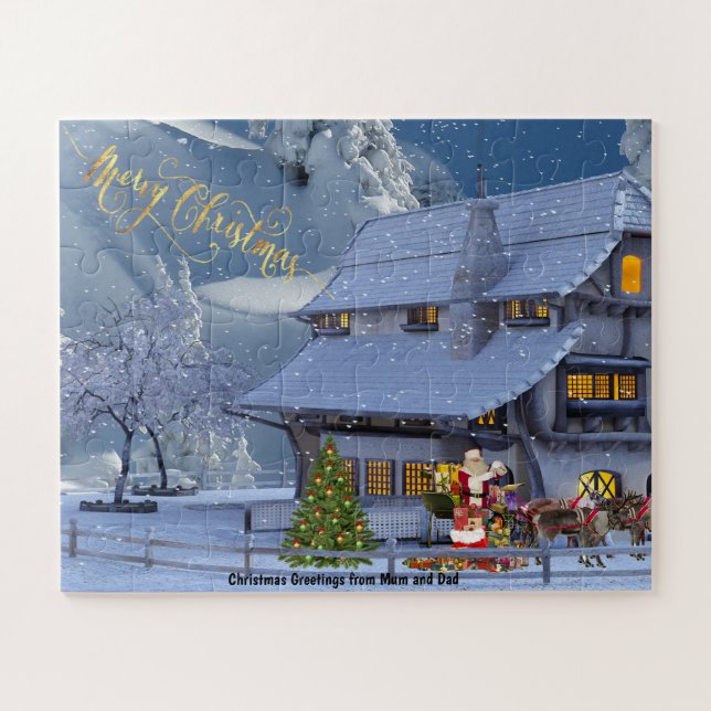 Christmas Greetings from Mom and Dad Jigsaw Puzzle (Horizontal)