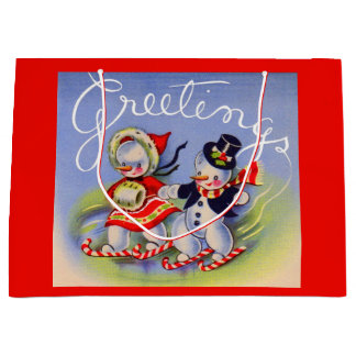 Christmas Greetings from Mr. and Mrs. Snowman Large Gift Bag