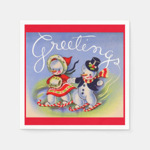 Christmas Greetings from Mr. and Mrs. Snowman Napkins