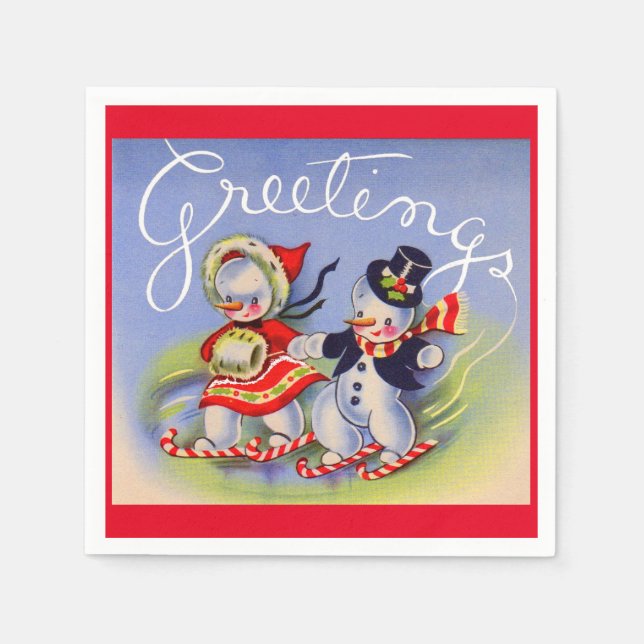 Christmas Greetings from Mr. and Mrs. Snowman Napkins (Front)