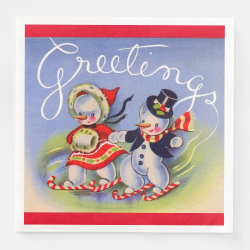 Christmas Greetings from Mr and Mrs Snowman  Paper Dinner Napkins