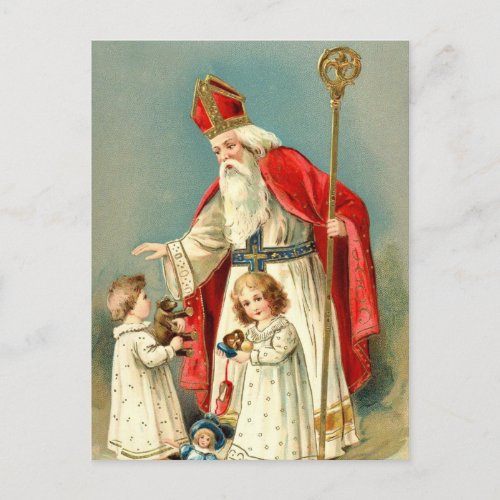 Christmas Greetings from St Nicholas Holiday Postcard