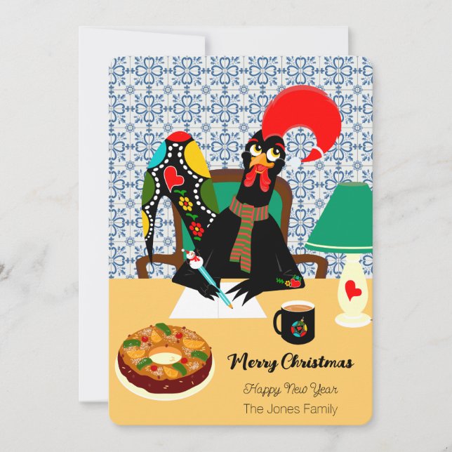 Christmas greetings from the Portuguese Rooster Card (Front)