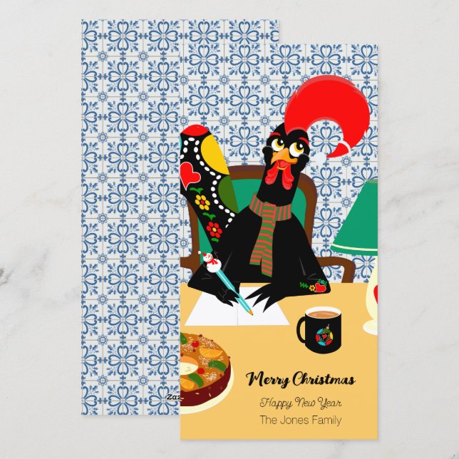 Christmas greetings from the Portuguese Rooster Holiday Card (Front/Back)