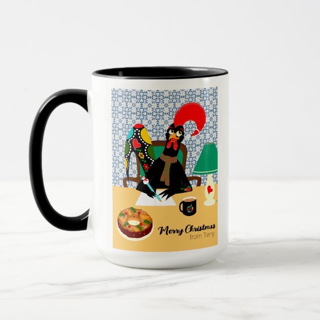 Christmas greetings from the Portuguese Rooster Mug (Left)