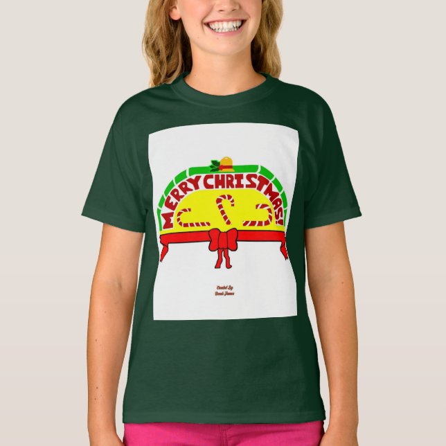 Christmas Greetings Girls Deep Forest T Shirt (Front)