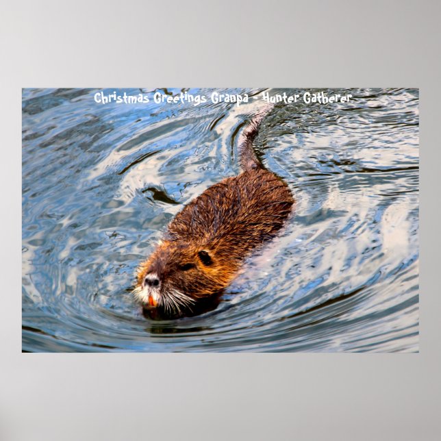 Christmas Greetings Grandpa Hunter Gatherer Poster (Front)