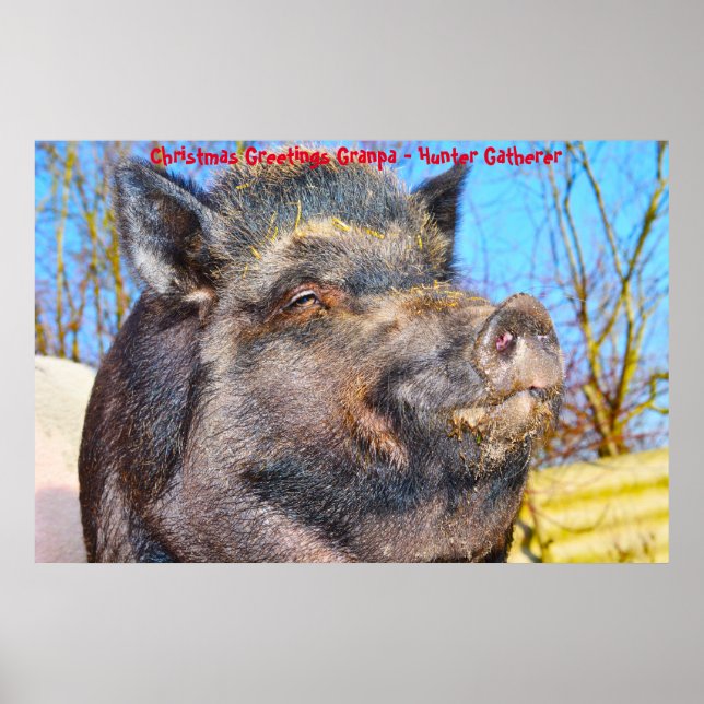 Christmas Greetings Grandpa Hunter Gatherer Poster (Front)