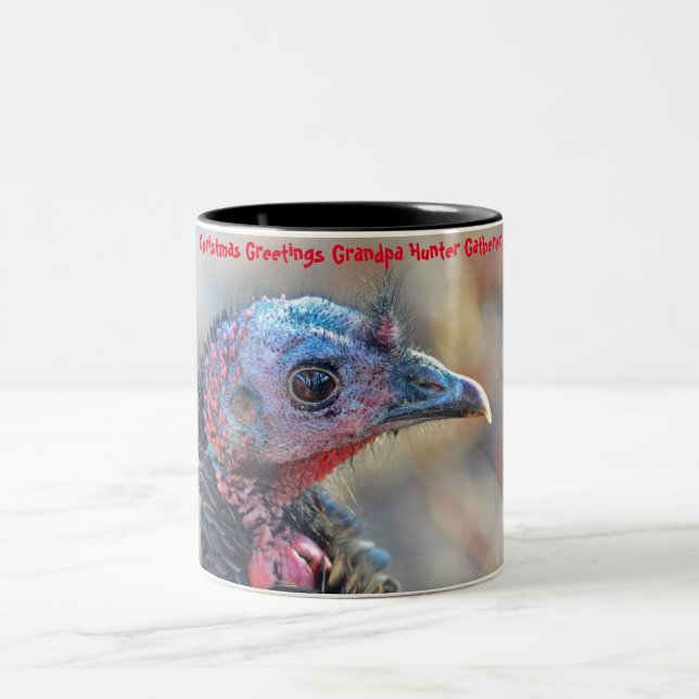 Christmas Greetings Grandpa Hunter Gatherer Two-Tone Coffee Mug (Center)