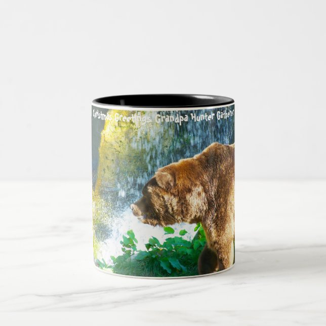 Christmas Greetings Grandpa Hunter Gatherer Two-Tone Coffee Mug (Center)