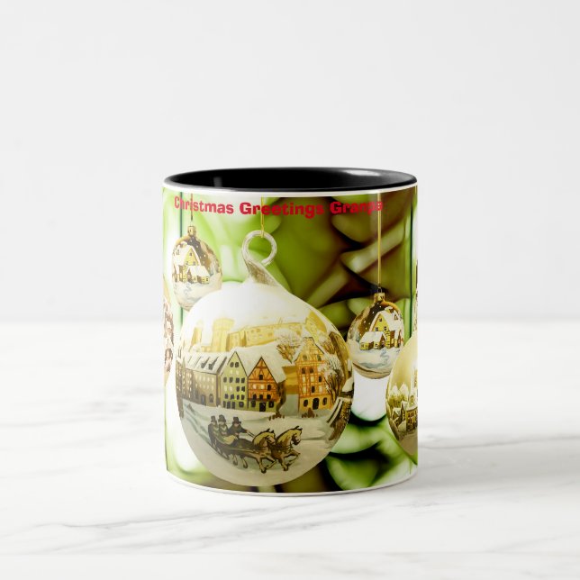 Christmas Greetings Grandpa Two-Tone Coffee Mug (Center)