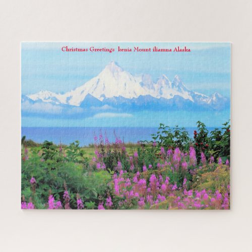 Christmas Greetings  kenia Mount iliamna Alaska Jigsaw Puzzle