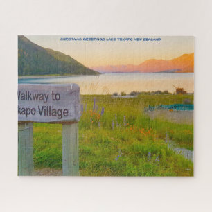 Christmas Greetings Lake Tekapo New Zealand Jigsaw Puzzle