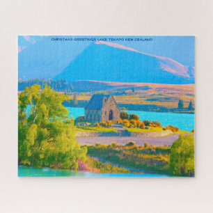Christmas Greetings Lake Tekapo New Zealand Jigsaw Puzzle