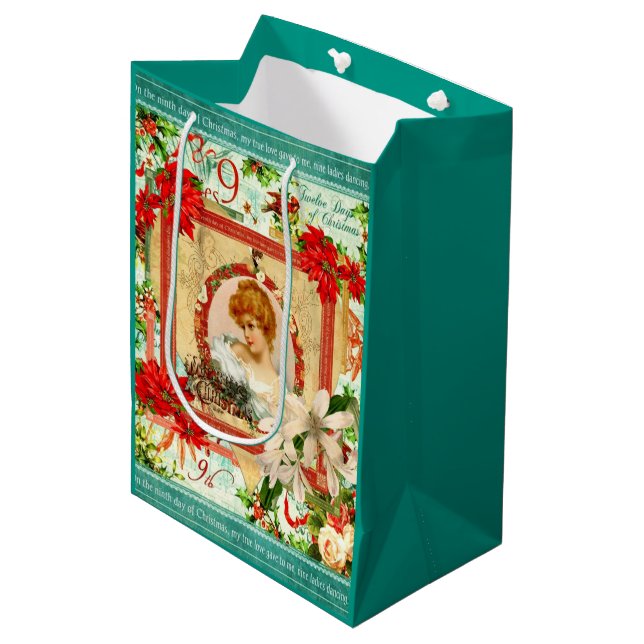 Christmas Greetings Medium Gift Bag (Front Angled)