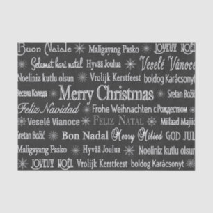 Christmas Greetings Multiple Languages Chalkboard Tissue Paper