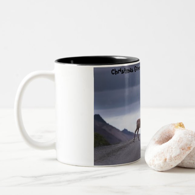 Christmas Greetings my Hunter Gatherer Two-Tone Coffee Mug (With Donut)