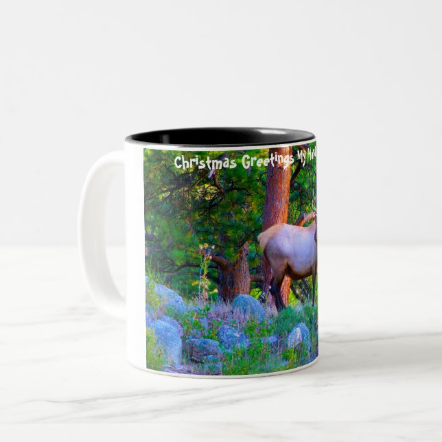 Christmas Greetings My Hunter Gatherer Two-Tone Coffee Mug (Front Left)