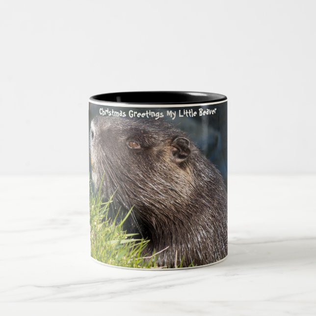 Christmas Greetings  My Little Beaver Two-Tone Coffee Mug (Center)