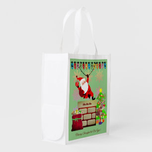 Christmas Greetings New Year Reusable Grocery Bag