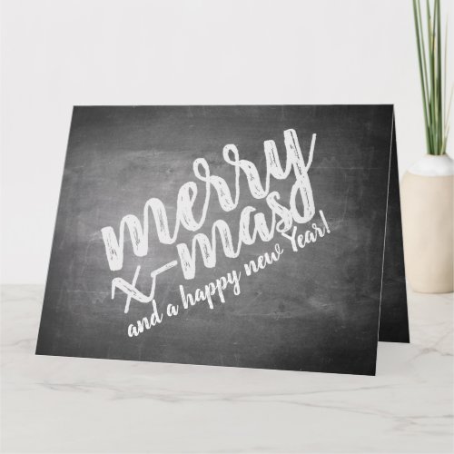 Christmas greetings on the chalk board card