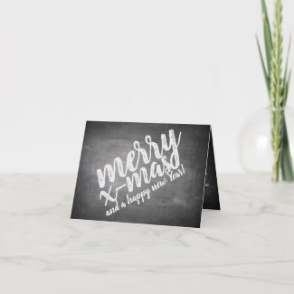 Christmas greetings on the chalk board card