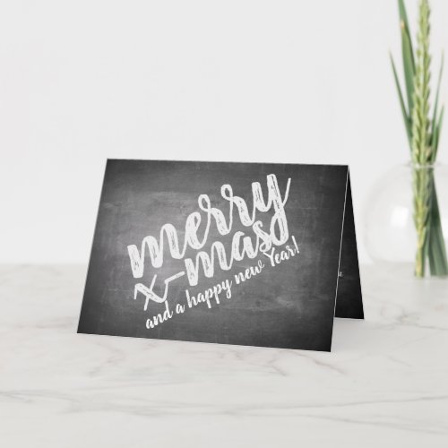 Christmas greetings on the chalk board card