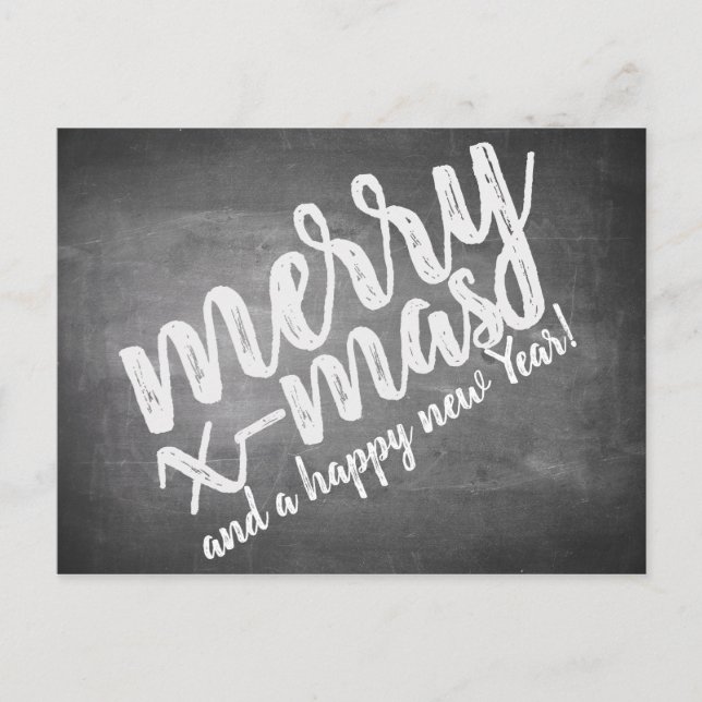 Christmas Greetings on the Chalk Board Holiday Postcard (Front)
