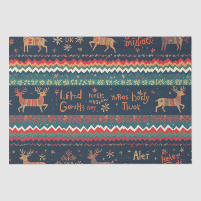 Christmas Greetings pattern Design  Tissue Paper (Front)