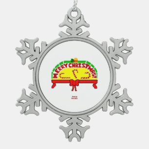 Christmas Greetings Pewter Snowflake Ornament