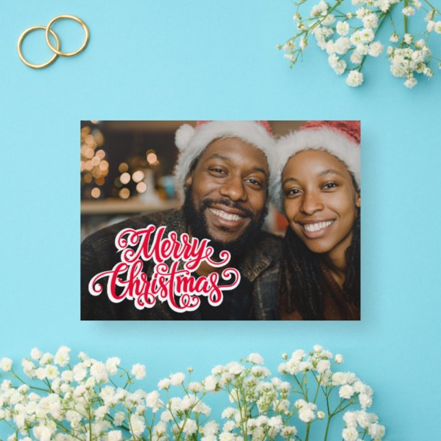 Christmas Greetings Photo Letterpress Card (Insitu (Wedding))