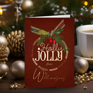 Christmas Greetings Retro Christmas Card Gold Foil